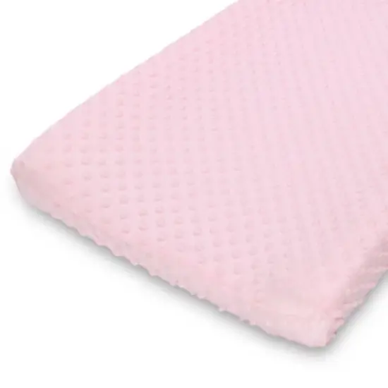 The Peanutshell Minky Dot Solid Changing Pad Covers - Pink/White 2pk image {1}
