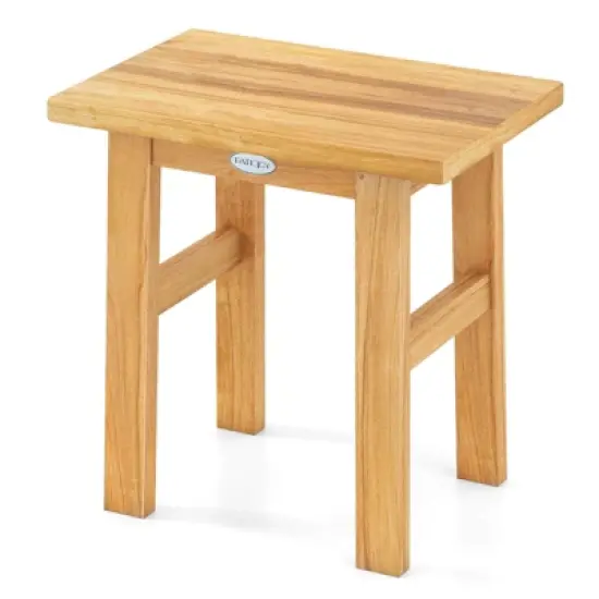 Costway 18" Teak Shower Bench Waterproof Spa Bath Stool for Shaving Legs for Bathroom image {9}