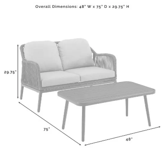 Haven 2pc Outdoor Wicker Conversation Set - Light Gray - Crosley image {16}
