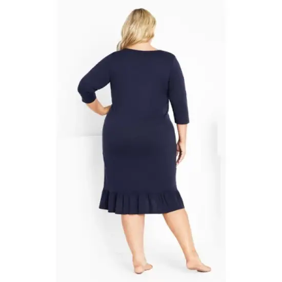 Women's Plus Size Frill Hem Sleep Dress - navy | AVENUE image {2}