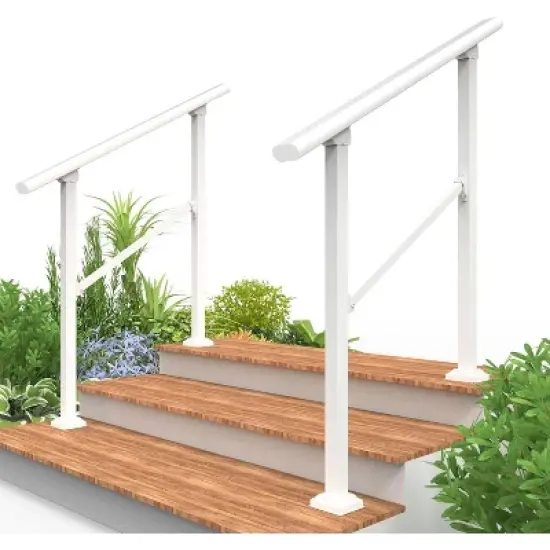 Metal Handrails for Outdoor Steps, Heavy-Duty Stair Railing for 1 to 5 Steps, Handrailing for Enhanced Safety & Stability image {6}