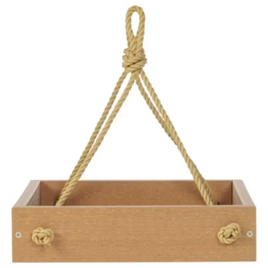 Bird Choice Small Modern Farmhouse Hanging Platform Tray Bird Feeder 2.5" Natural Teak Brown image {2}