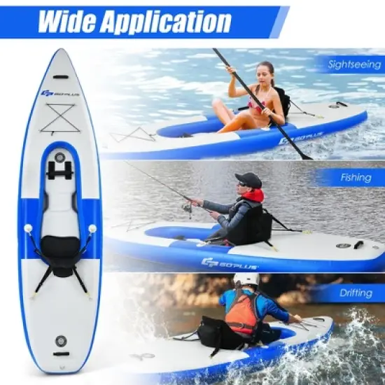 Costway 1 Person Inflatable Kayak Includes Aluminum Paddle with Hand Pump Green\Blue image {2}