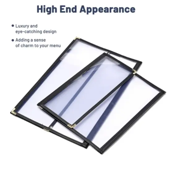 WeChef 30 Pcs Menu Covers 8.5x14" 2 Page 4 View & 4.25x14" Half Page Wine List image {5}