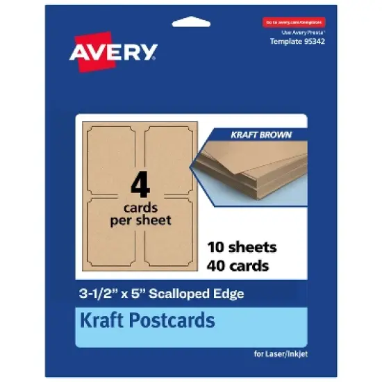 Avery Kraft Brown Postcards, 3-1/2" x 5" Rectangle Scalloped Edge image {10}