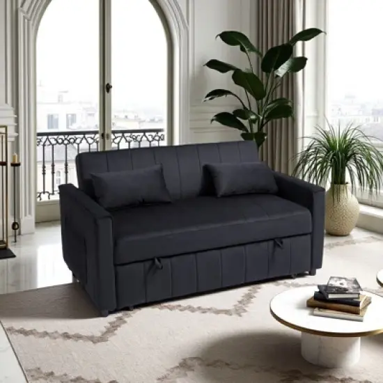 NicBex Convertible Sofa Bed Loveseat Couch with Pull Out Bed & Adjustable Backrest,Upholstered Sleeper Sofa for Living Room,Bedroom image {5}