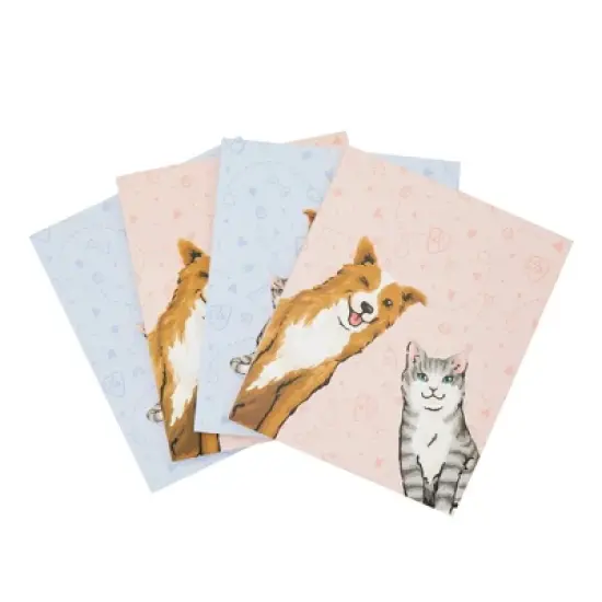 Paper Junkie 4 Pack Cat and Dog Veterinarian Journal with Paw Prints, Lined Pink/Blue Notebooks for Veterinary Gifts, 6.75 x 8.25 In image {7}