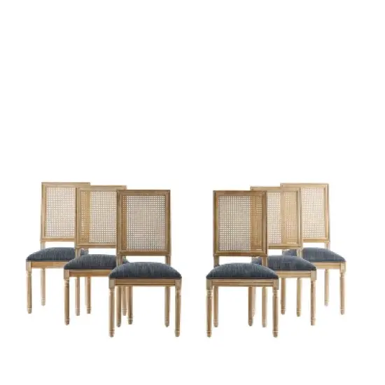 Christopher Knight Home  Brownell French Country Wood and Cane Upholstered Dining Chairs (Set of 6) image {11}