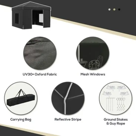 Resenkos Backyard Garden Canopy, Camping Canopy Screen Tent,9.7' x 9.7' Pop Up Canopy with Sidewalls, Portable Canopy Tent with 2 Mesh Windows, Carry image {6}