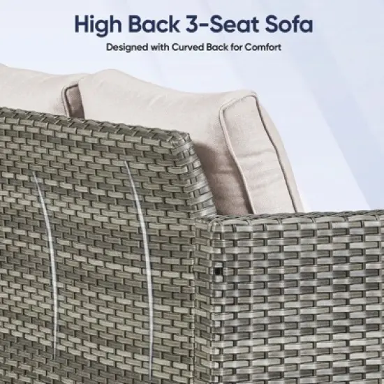 Buenhomino 6 Peices Outdoor Patio Furniture Set with 41" Fire Pit Table, Wicker Swivel Rocking Chairs Conversation Sets for Yard Garden Porch image {5}