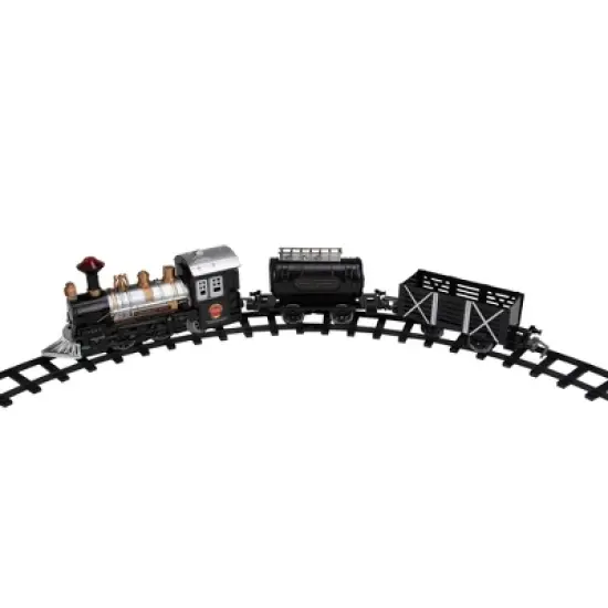 Northlight 9-Piece Battery Operated Black and Silver Lighted & Animated Classic Train Set with Sound image {2}