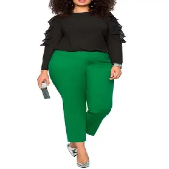 ELOQUII Women&rsquo;s Plus Size Kady Fit Double-Weave Pant image {10}