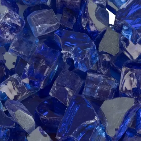 Home-Complete 10.47 lbs  .5" Reflective Crushed Rock Fire Glass Blue image {8}