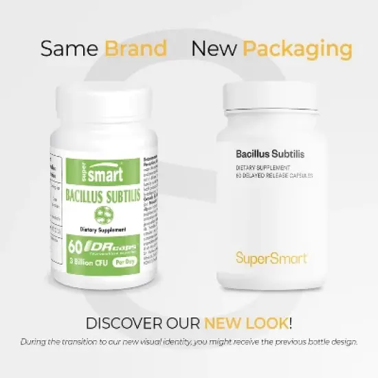SuperSmart Bacillus Subtilis 3 Billion CFU per Day (High Potency) - Spore Probiotic Supplement | Non-GMO & Gluten Free - 60 DR Capsules image {1}