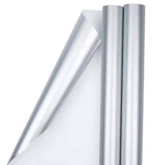 JAM PAPER Silver Metallic Gift Wrapping Paper Roll - 2 packs of 25 Sq. Ft.: Shiny Solid Wrap for All Occasions image {5}