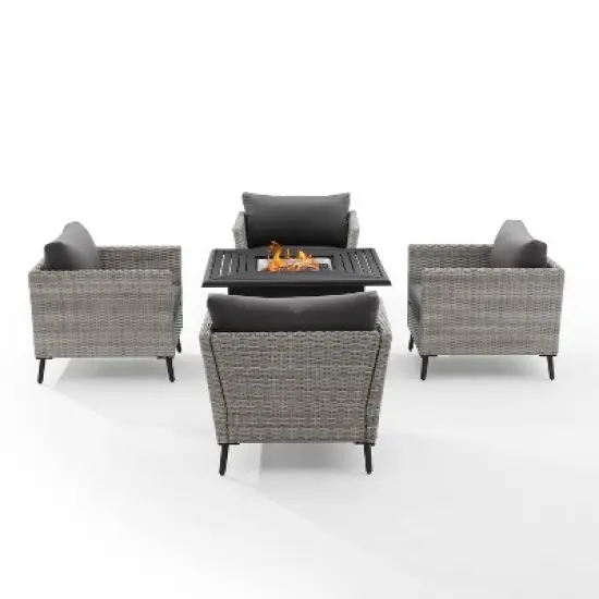Richland 5pc Outdoor Wicker Conversation Set with Fire Table - Crosley image {6}