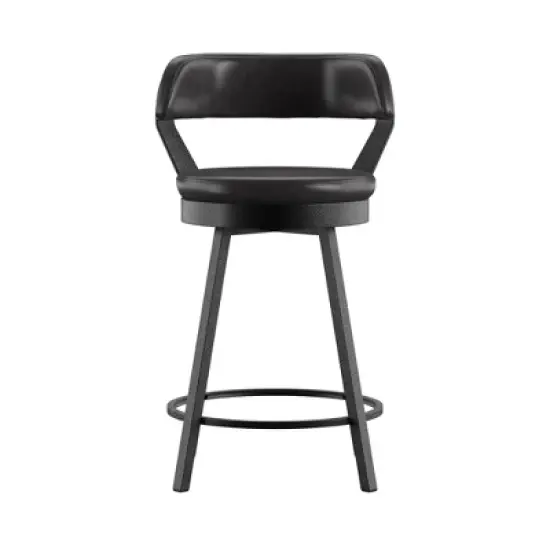 2pk 24" Meilan Faux Leather Metal Swivel Counter Height Barstools - Inspire Q image {2}