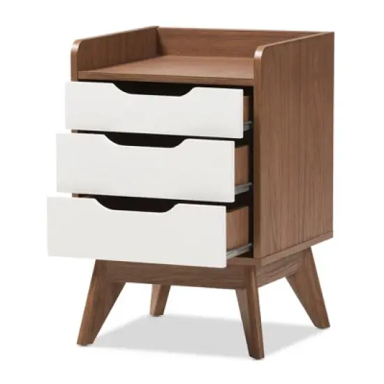 Brighton Mid - Century Modern Wood 3 - Drawer Storage Nightstand - Brown - Baxton Studio image {1}