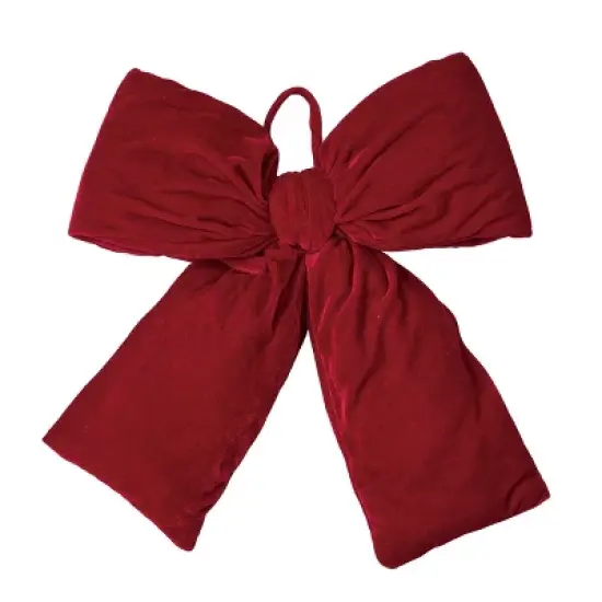 Transpac Velvet Oversized Red Bow Decorative Sculpture for Christmas Tabletop Decor Polyester Indoor Holiday Gift image {1}