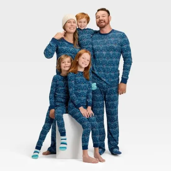 Toddler Hanukkah Ribbed Long Sleeve Shirt and Pants Holiday Matching Family Pajama Set - Wondershop&trade; Blue image {4}
