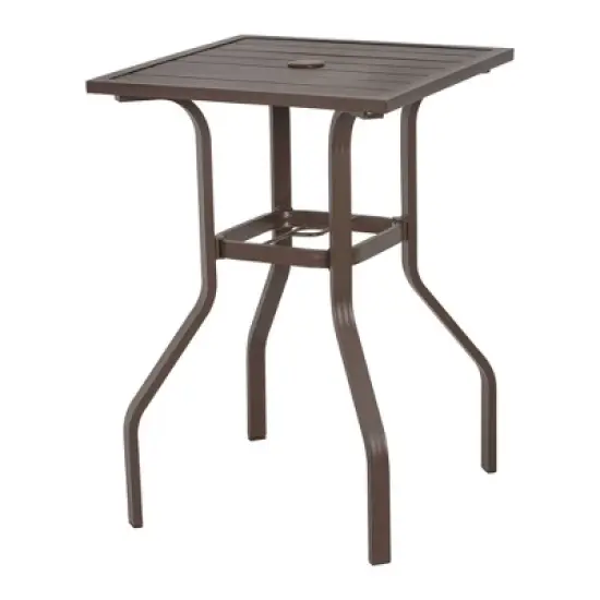 Aluminum Patio Bar Set All-weather 2pc Bar Stools and Table with Umbrella Hole - Crestlive Products image {6}