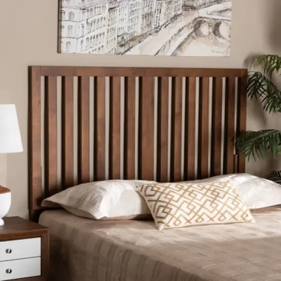 Oren Modern and Wood Headboard Walnut - Baxton Studio image {2}
