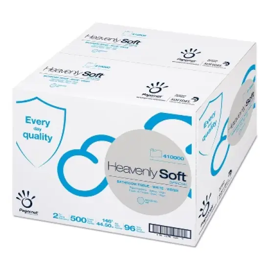 Papernet Heavenly Soft Toilet Tissue, Septic Safe, 2-Ply, White, 3.5" x 146 ft, 500 Sheets/Roll, 96 Rolls/Carton image {1}