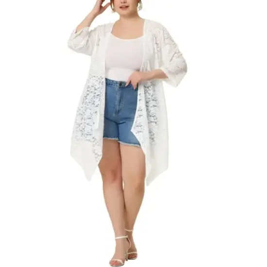 Agnes Orinda Women's Plus Size Draped Shawls Lightweight Open Front Lace Cardigans image {10}