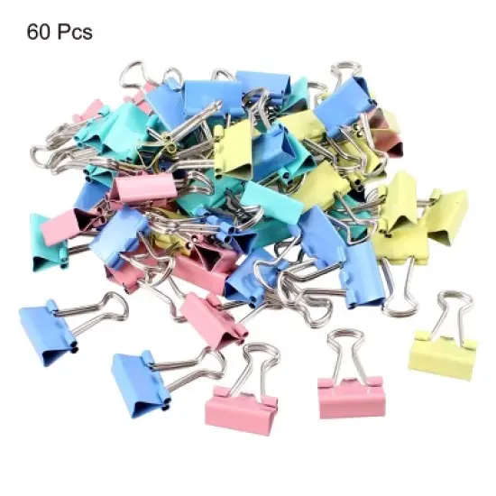 Unique Bargains Metal Office Assorted Color Paper Document Binder Clips 60pcs Colorful image {1}