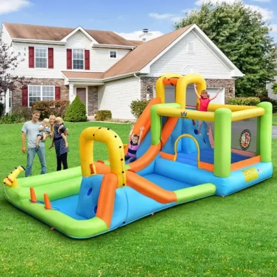 Costway Inflatable Water Slide Park Bounce House Climbing Wall image {3}