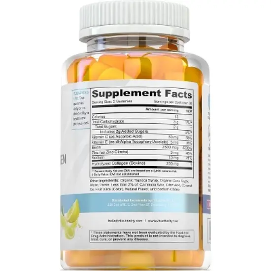 Super Collagen Gummies, Collagen Type I & III Supplement for Healthy Hair, Skin, & Nails, Lemon Flavor, Vitauthority , 60ct image {2}
