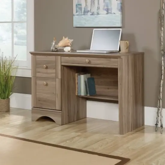 Harbor View Computer Desk Salt Oak - Sauder: Home Office Furniture with Keyboard Shelf, Easy-Glide Drawers image {4}