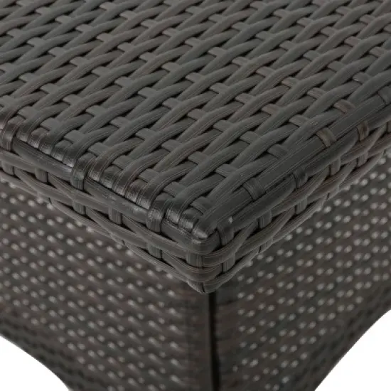 PAGED Wicker Outdoor Dining Table Round Patio Dining Table with Powder Coated Frame for Patio, Lawn, Poolside image {2}