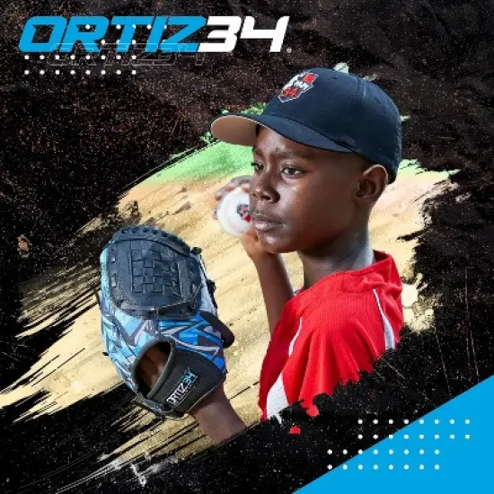 Ortiz34 Youth T-Ball Set, 25" Aluminum Bat (-10 Drop), Foam Core T-Ball, 9" Lightweight Glove, Graffiti Print (Blue) image {1}