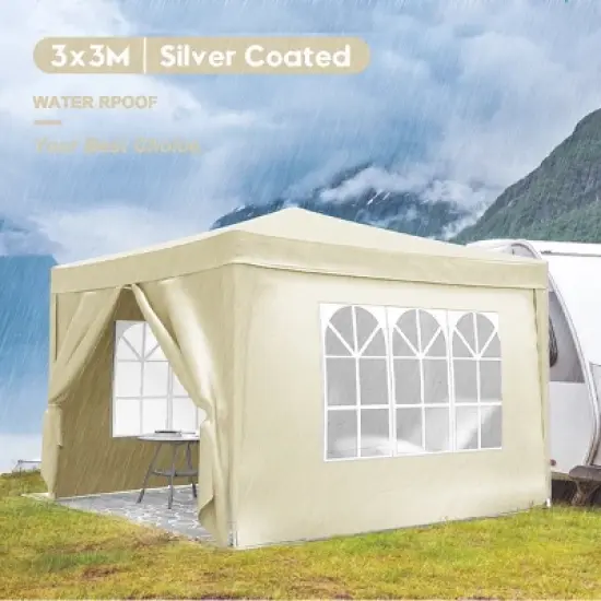10&times;10 FT Gazebo, Portable Folding Canopy with Removable Sidewalls, UV-Resistant Gazebo, Gazebo with Weight Bag and Carry Bag-Coolbibila image {2}