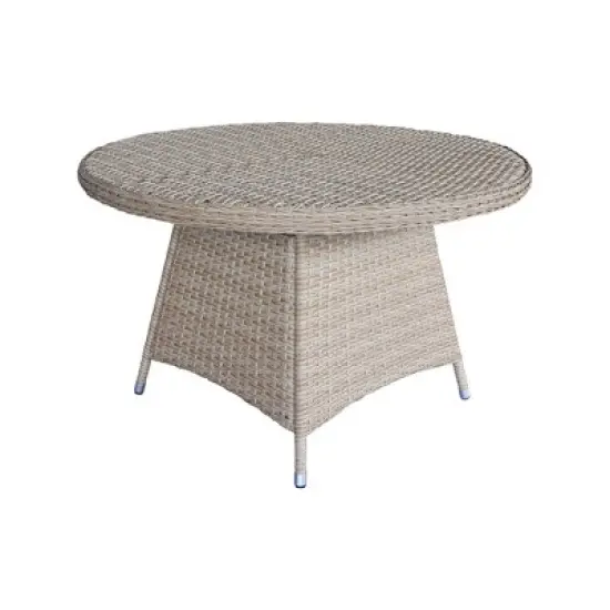 International Concepts Wicker Round Outdoor Patio Dining Table Beige: Aluminum Frame, 6-Seater, Umbrella Hole image {5}