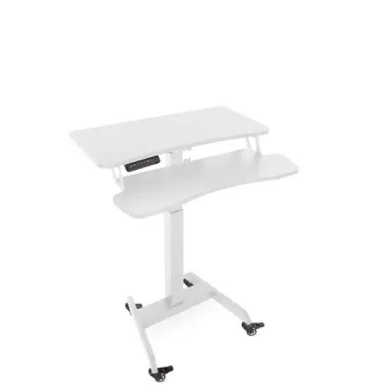 Cruizer Premier Electric Height Adjustable Mobile Podium with Keyboard Tray &ndash; White &ndash; Stand Steady image {1}