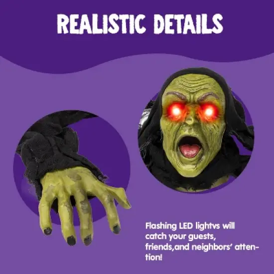 Joyfy Halloween Decoration Groundbreaker Zombie with Sound and Flashing Eyes for Halloween Outdoor Indoor Yard Garden Prop Decor image {2}