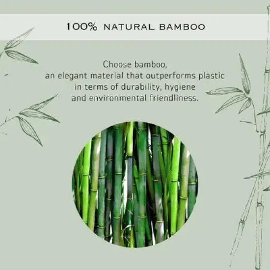 Evideco French Home Goods Natural Bamboo Cotton Ball Holder - Bathroom Container Storage Solution for Cotton Swabs, Pads & Other Bath Accessories image {2}