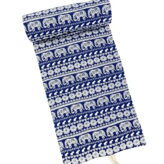 Wrapables Pencil Roll Organizer, Colored Pencil Wrap Pouch (72 slots), Blue Elephants image {2}