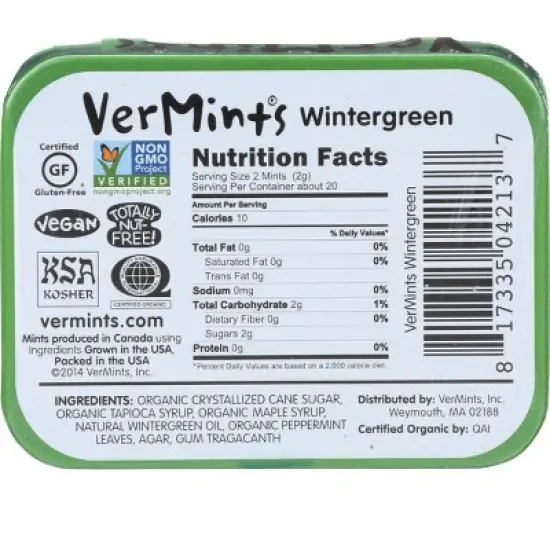 VerMints All Natural Breath Mints - Wintergreen image {1}
