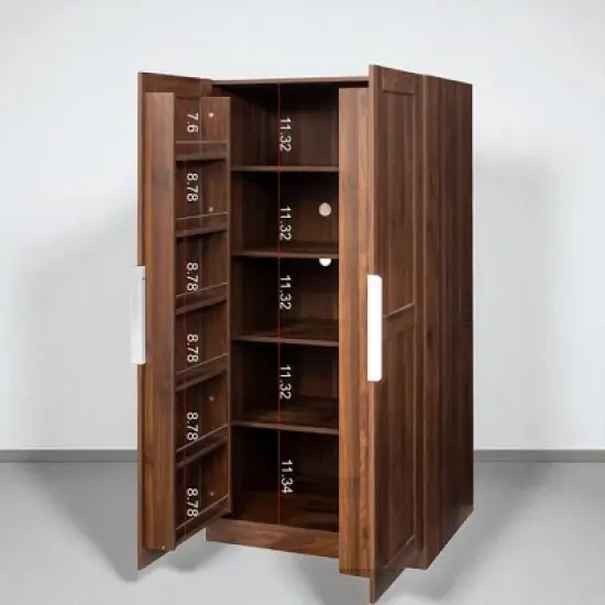 62.99" Freestanding Kitchen Pantry Cabinet with Doors & Adjustable Shelves, MDF Buffet Sideboard Storage Cupboard for Kitchen, Dining Room image {5}