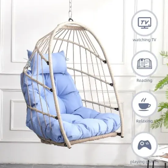 YOOCOZZ Outdoor Rattan Egg Swing Chair image {3}
