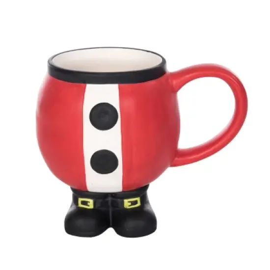 Transpac Ceramic Santa Mug with Feet 13.4oz Red Christmas Drinkware for Indoor Use and Gift Giving Dishwasher Safe image {1}