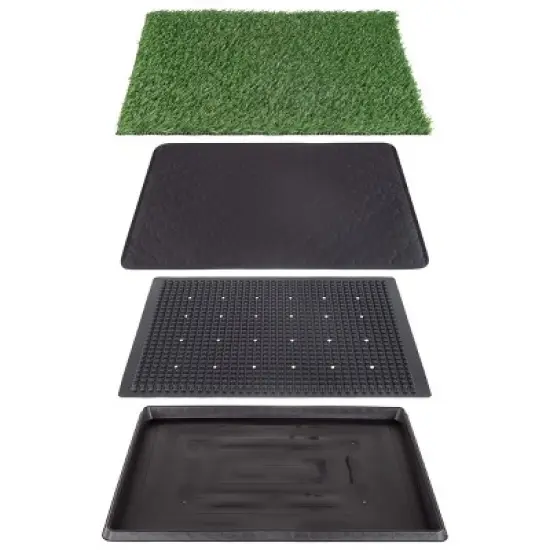 Artificial Grass Puppy Pee Pad for Dogs and Small Pets - 20x25 Reusable 4-Layer Training Potty Pad with Tray - Dog Housebreaking Supplies by PETMAKER image {4}