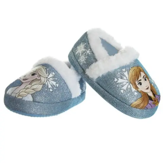 Disney Frozen 2 Elsa and Anna Girls Slippers - Plush Lightweight Warm Comfort Soft Aline House Slippers - Purple Ana Elsa (Sizes 5 - 8 Toddler/Little Kid) image {2}