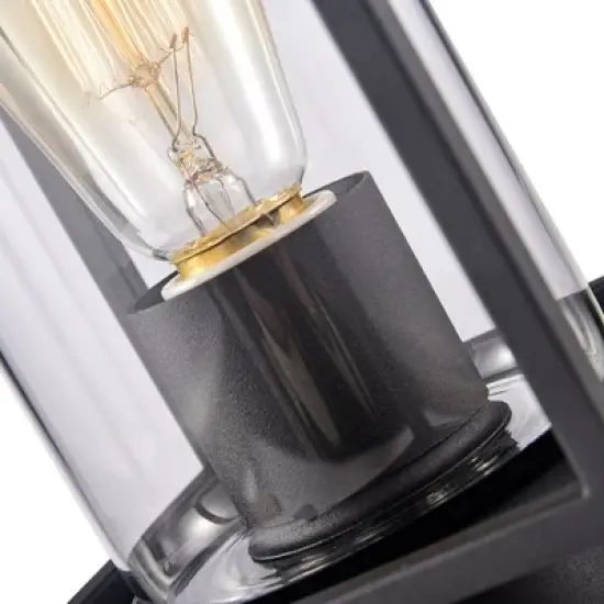 C Cattleya 1-Light 7 in. Black Outdoor Post Light with Clear Glass image {2}