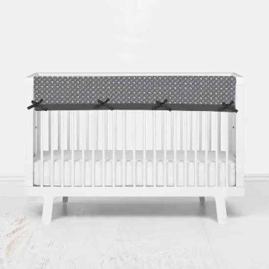 Bacati - Woodlands Gray/Beige Neutral Cotton Long Crib Rail Guard Cover image {1}