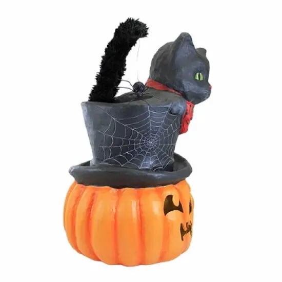 Bethany Lowe 21.0 Inch Top Hat Surprise Jack O' Lantern Halloween Figurine , Lightweight Halloween Decor Halloween Black Cat (1PC) image {2}