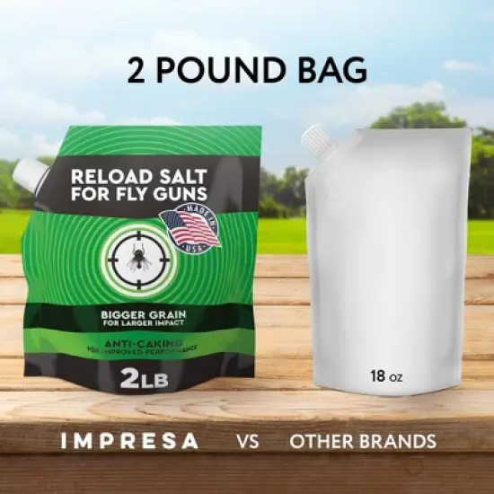 Impresa 2 lbs. Fly Salt for Fly Shooters &ndash; Large Grain Salt for Fly Shooter - With Pouring Spout for Easy Loading image {3}